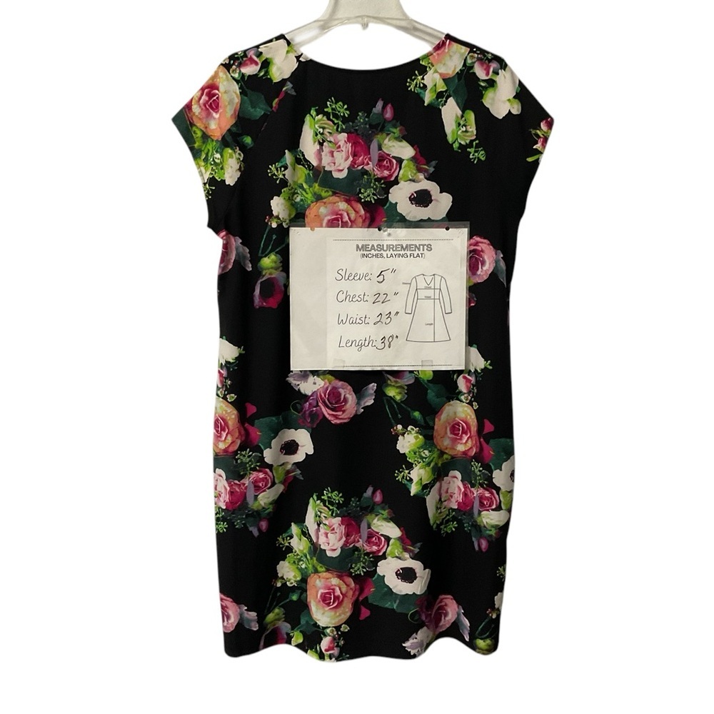 Merona Floral Sheath Dress SZ XXL Black Pink Casual Lightweight Feminine Comfort - Picture 7 of 7